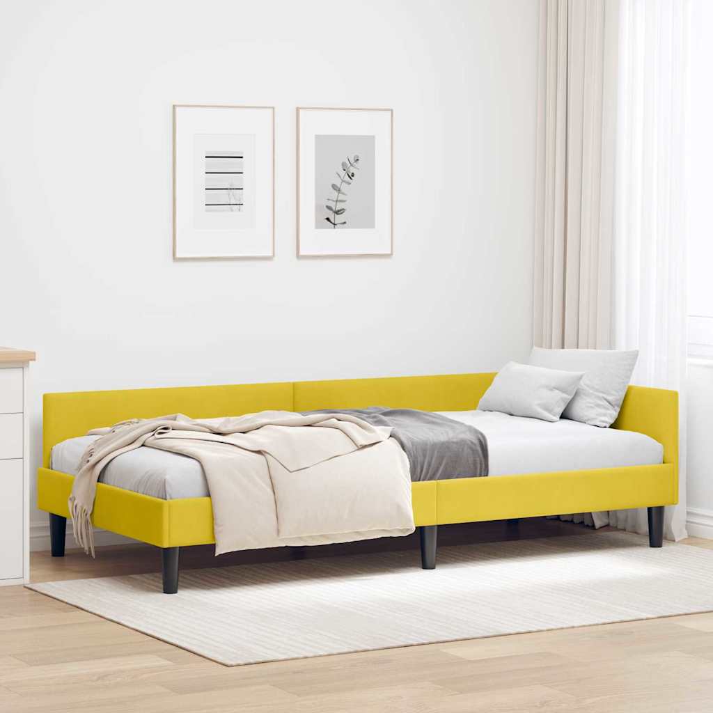 Eckbettgestell mit Kopfteil Gelb 80 cm x 200 cm Samt