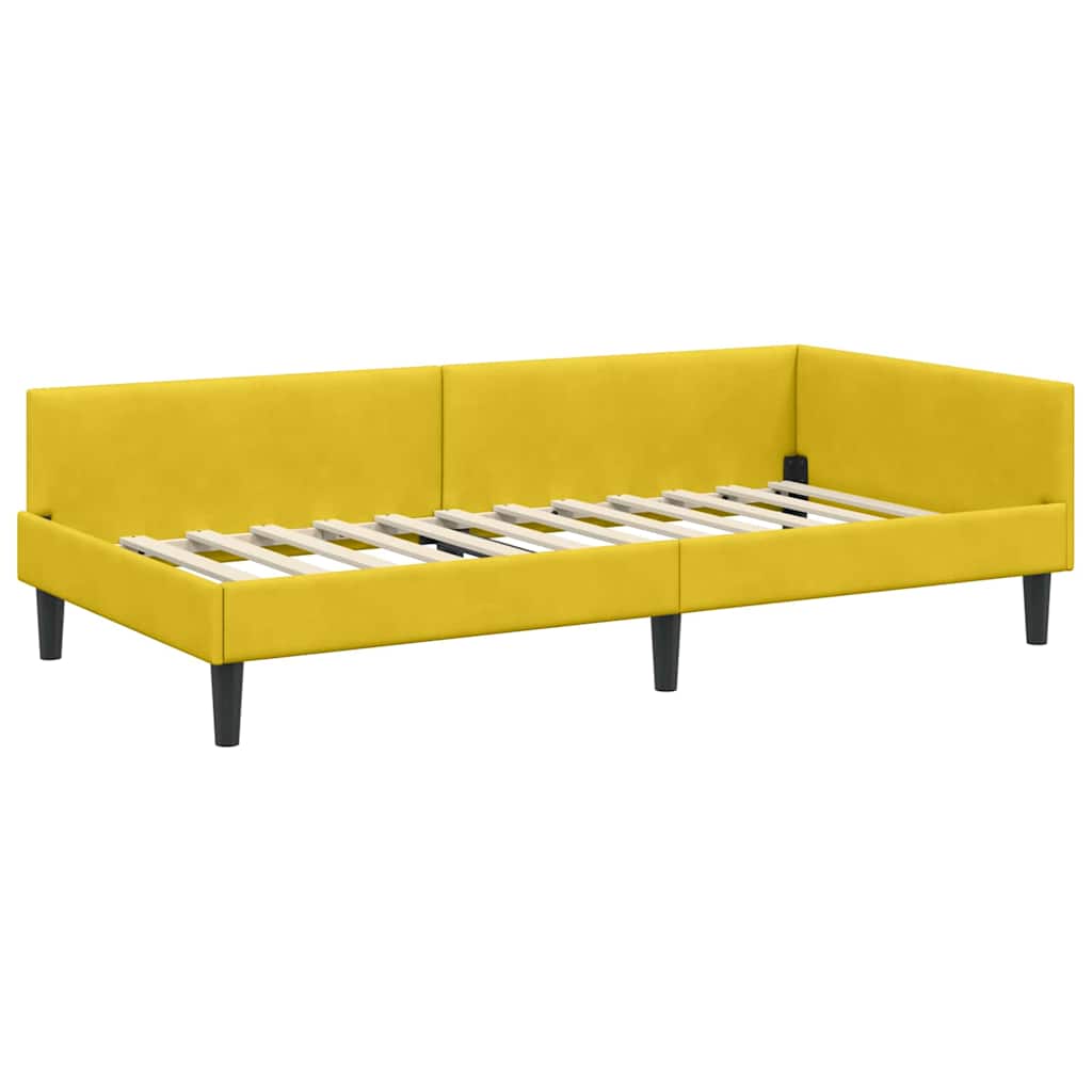 Eckbettgestell mit Kopfteil Gelb 80 cm x 200 cm Samt