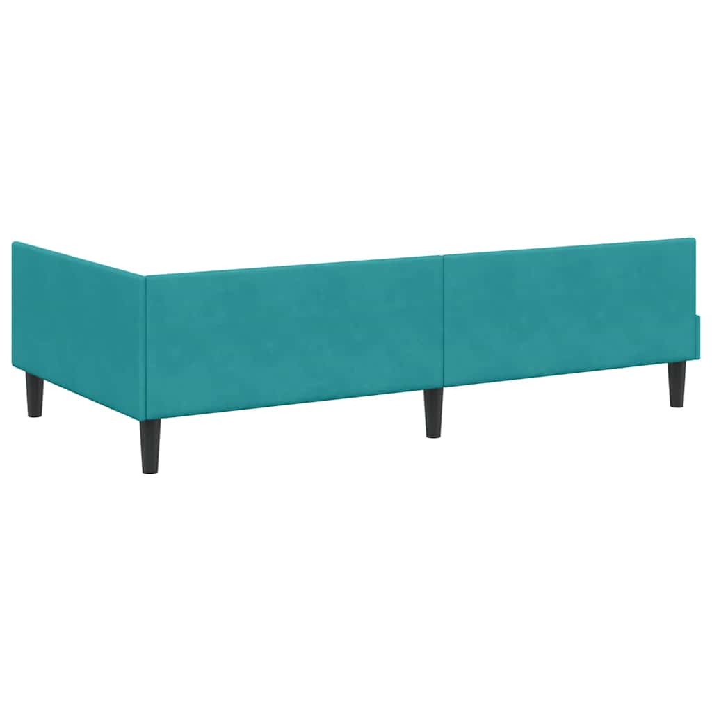 Eckbettgestell mit Kopfteil Türkis 80 cm x 200 cm Samt