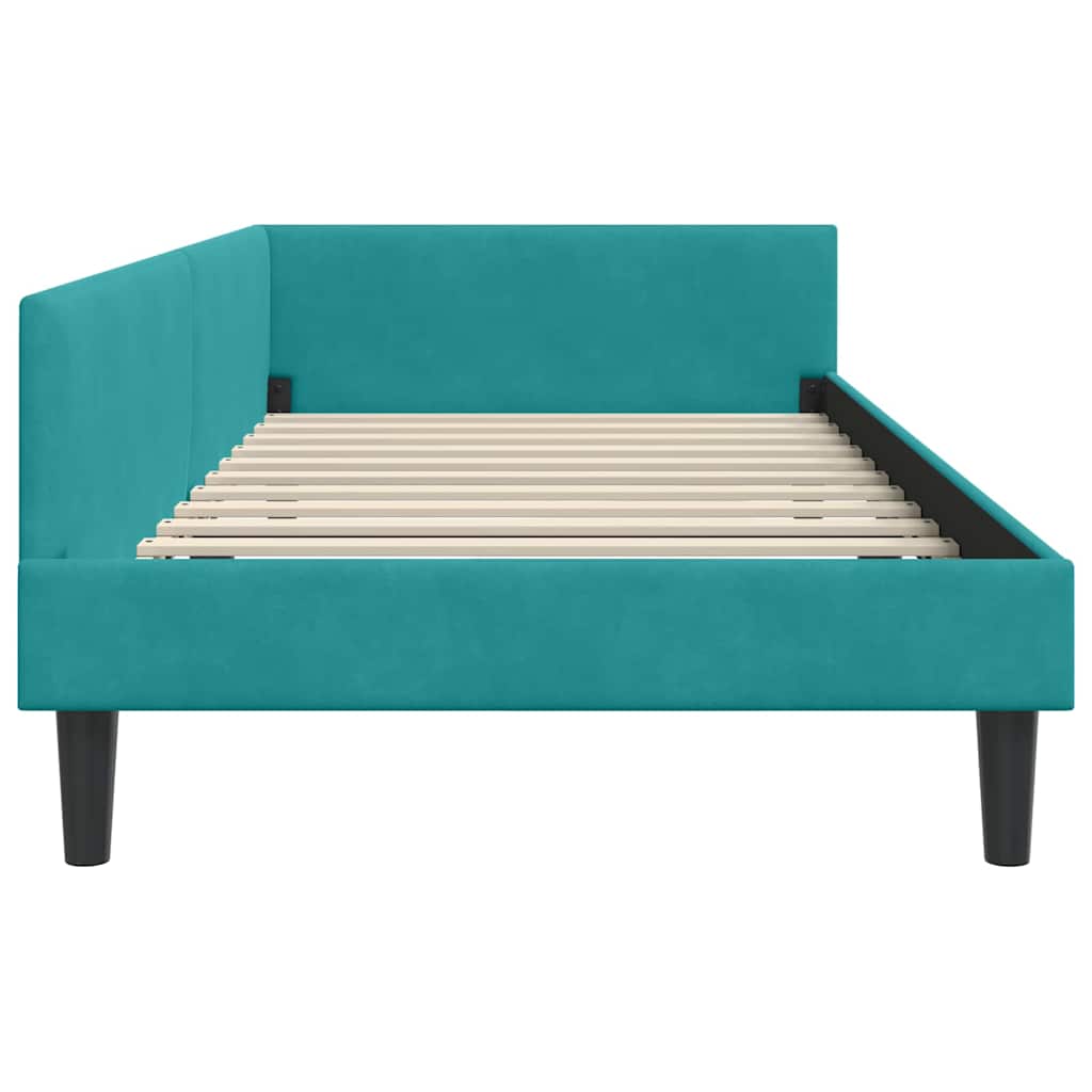 Eckbettgestell mit Kopfteil Türkis 80 cm x 200 cm Samt