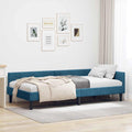 Eckbettgestell mit Kopfteil Blau 90 cm x 190 cm Samt