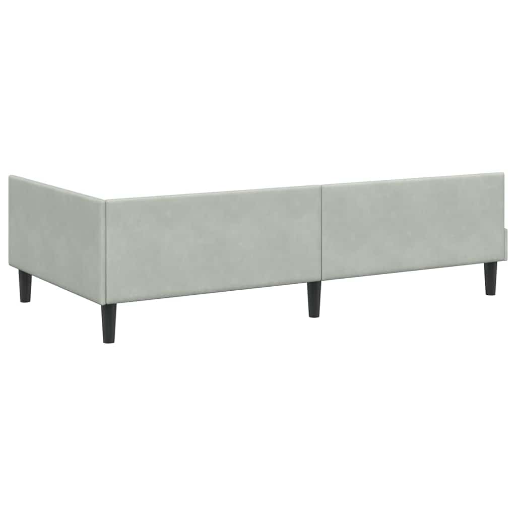 Eckbettgestell mit Kopfteil Hellgrau 90 cm x 190 cm Samt