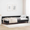 Eckbettgestell mit Kopfteil Schwarz 90 cm x 190 cm Samt
