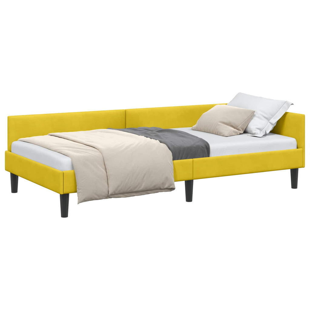 Eckbettgestell mit Kopfteil Gelb 90 cm x 190 cm Samt