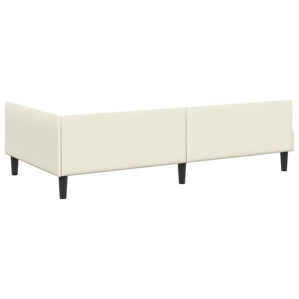 Eckbettgestell mit Kopfteil Creme 90 cm x 190 cm Samt