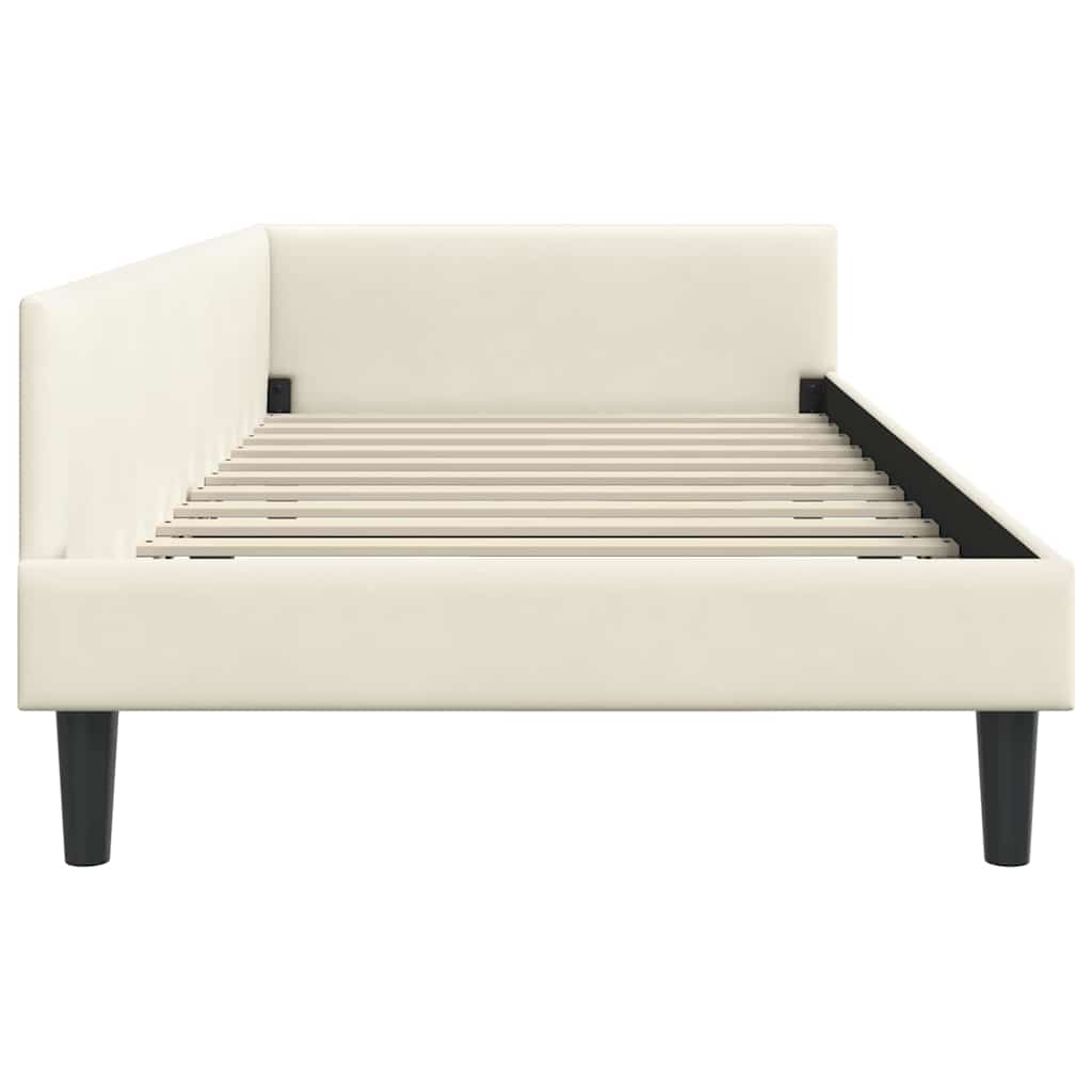 Eckbettgestell mit Kopfteil Creme 90 cm x 190 cm Samt