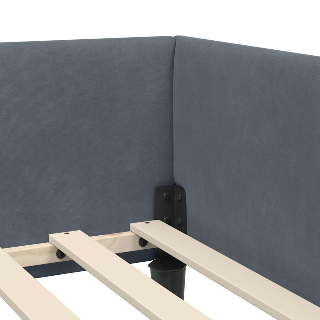 Eckbettgestell mit Kopfteil Dunkelgrau 90 cm x 200 cm Samt
