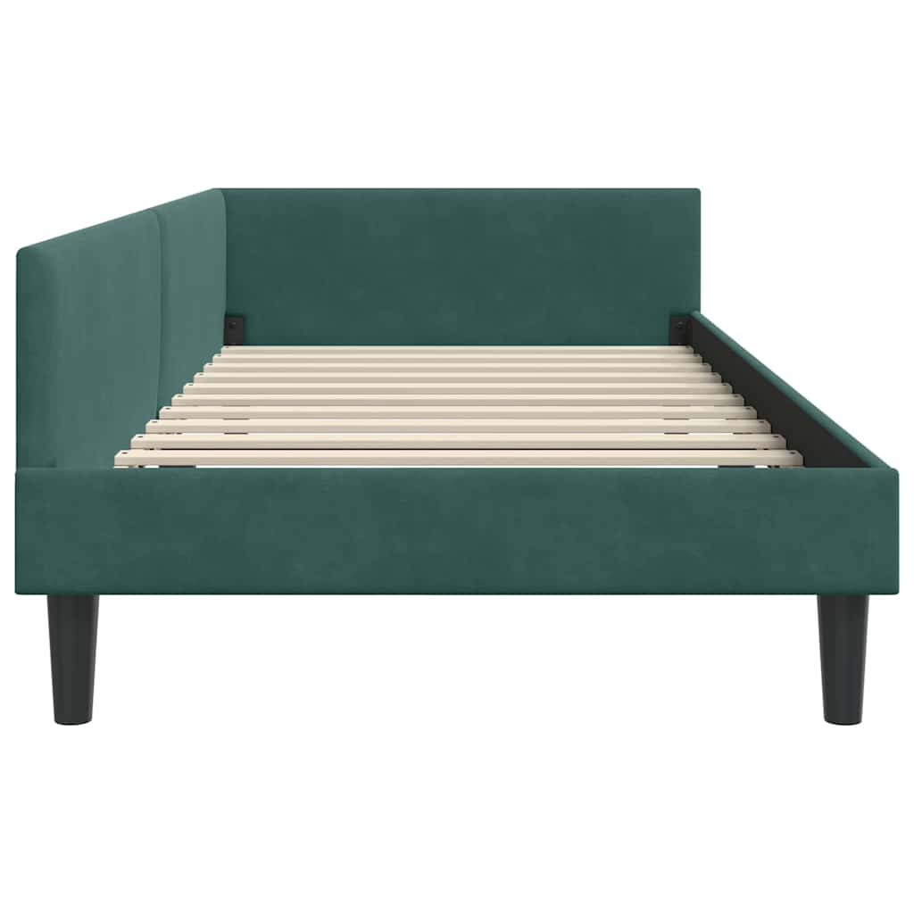 Eckbettgestell mit Kopfteil Dunkelgrün 90 cm x 200 cm Samt