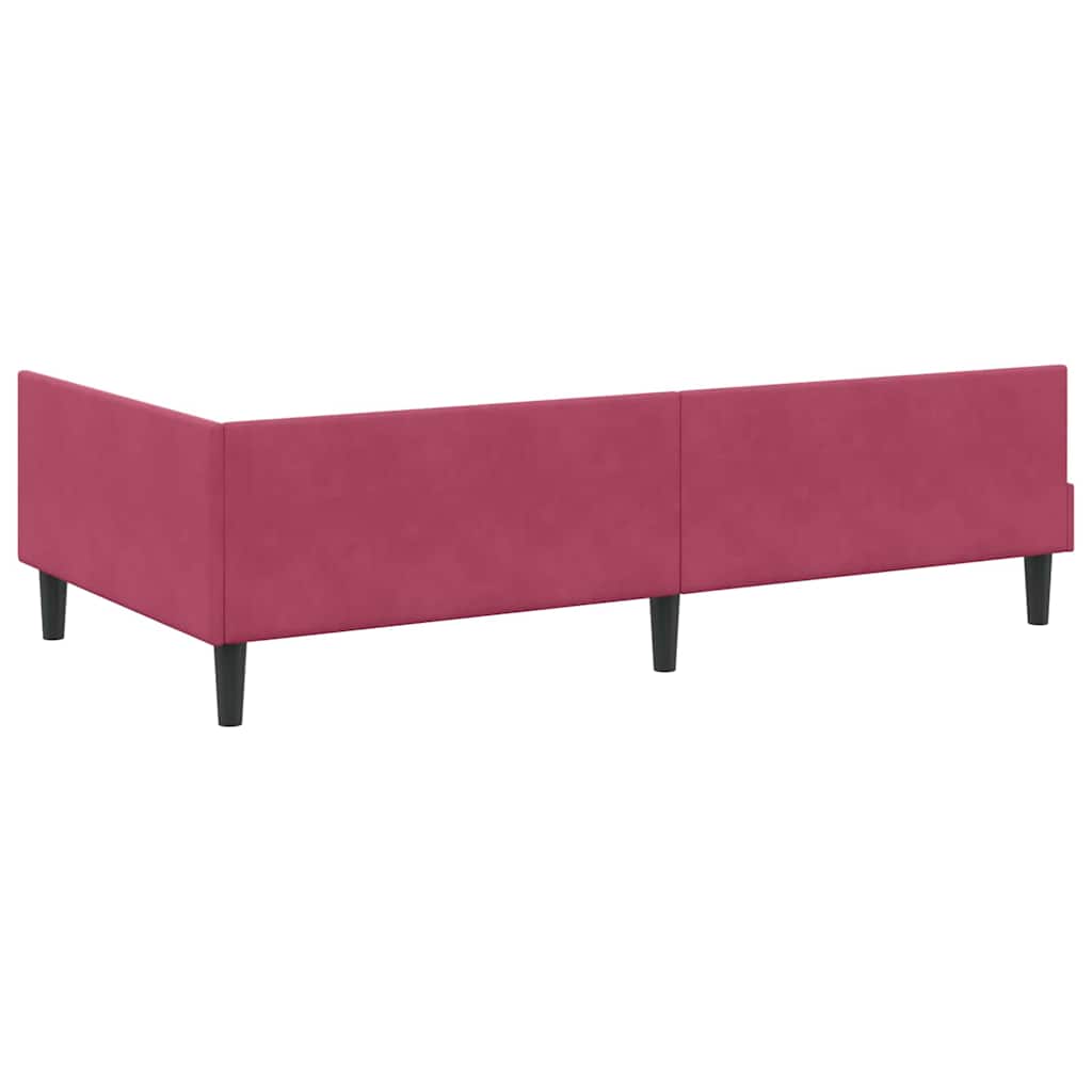Eckbettgestell mit Kopfteil Weinrot 90 cm x 200 cm Samt