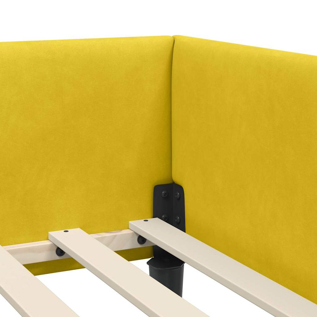 Eckbettgestell mit Kopfteil Gelb 90 cm x 200 cm Samt