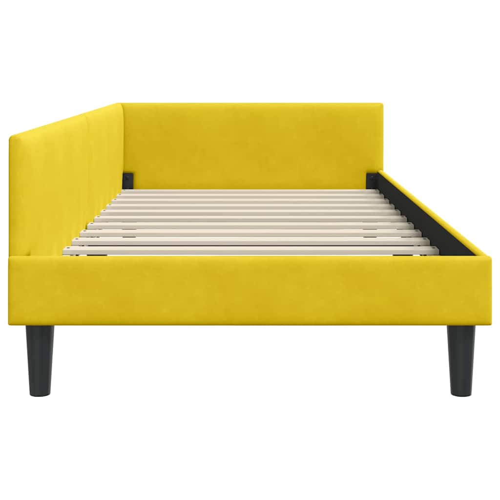 Eckbettgestell mit Kopfteil Gelb 90 cm x 200 cm Samt