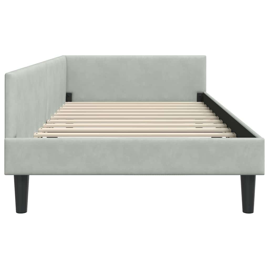 Eckbettgestell mit Kopfteil Hellgrau 100 cm x 200 cm Samt