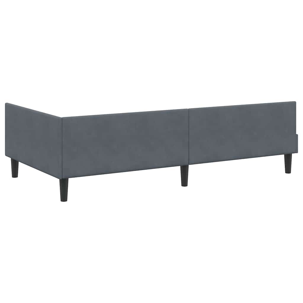 Eckbettgestell mit Kopfteil Dunkelgrau 100 cm x 200 cm Samt