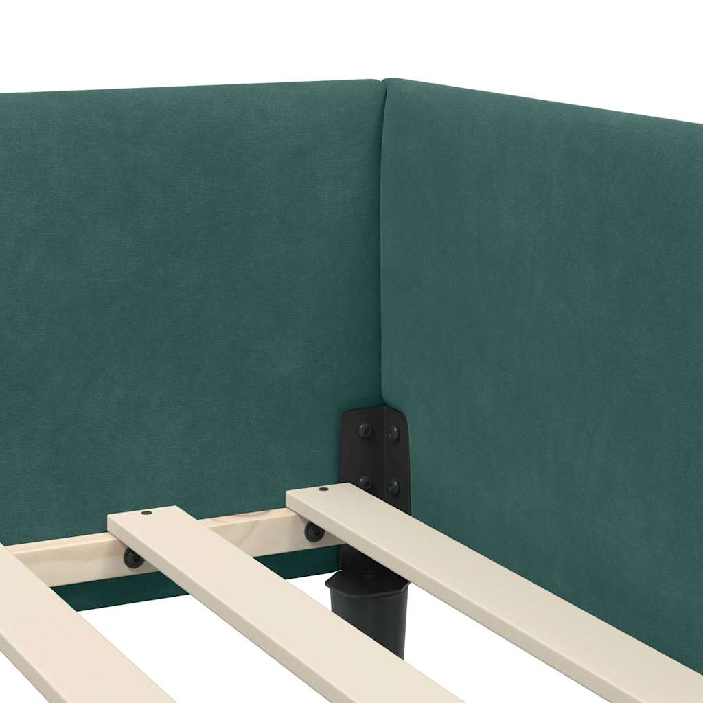 Eckbettgestell mit Kopfteil Dunkelgrün 100 cm x 200 cm Samt