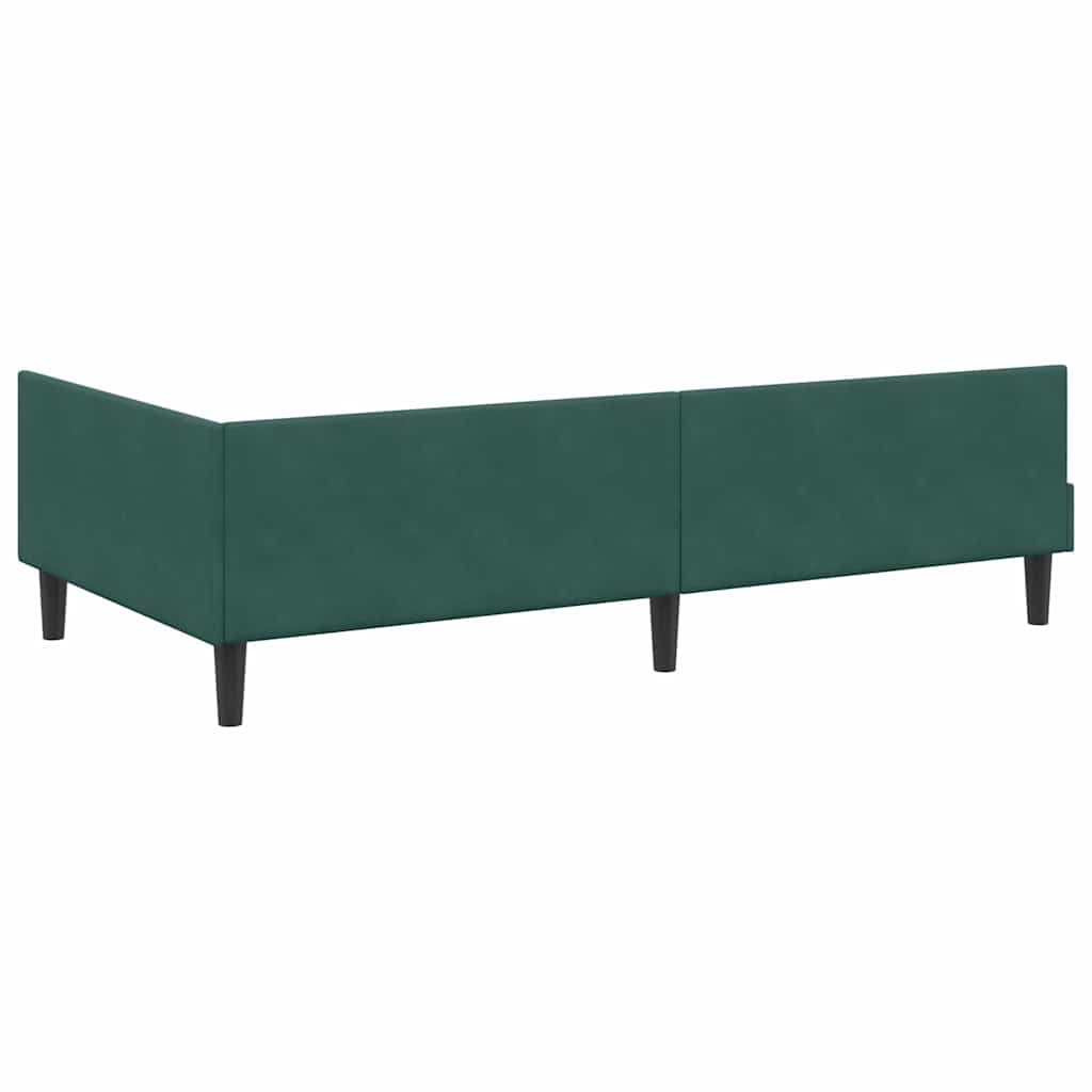 Eckbettgestell mit Kopfteil Dunkelgrün 100 cm x 200 cm Samt