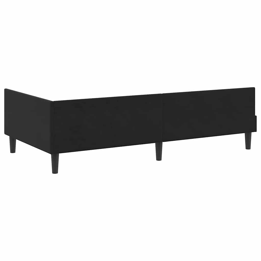 Eckbettgestell mit Kopfteil Schwarz 100 cm x 200 cm Samt