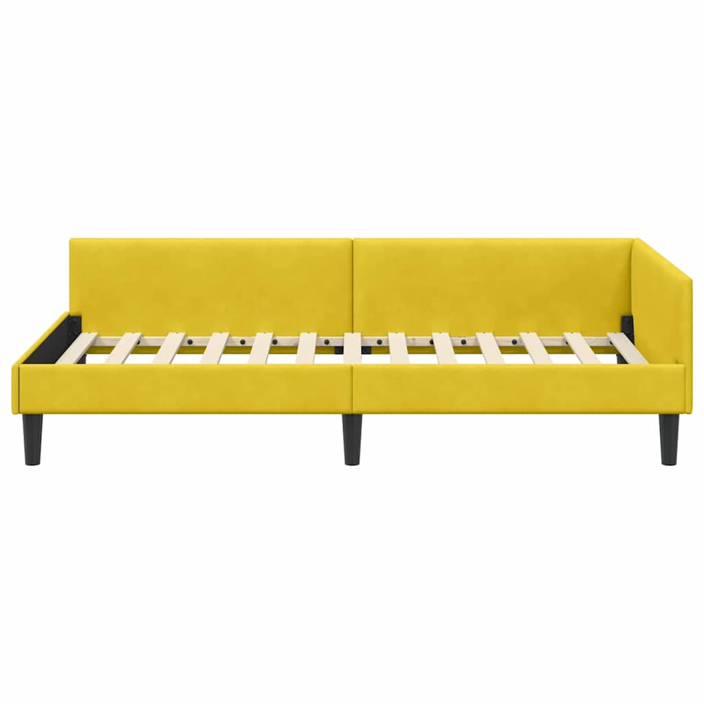 Eckbettgestell mit Kopfteil Gelb 100 cm x 200 cm Samt