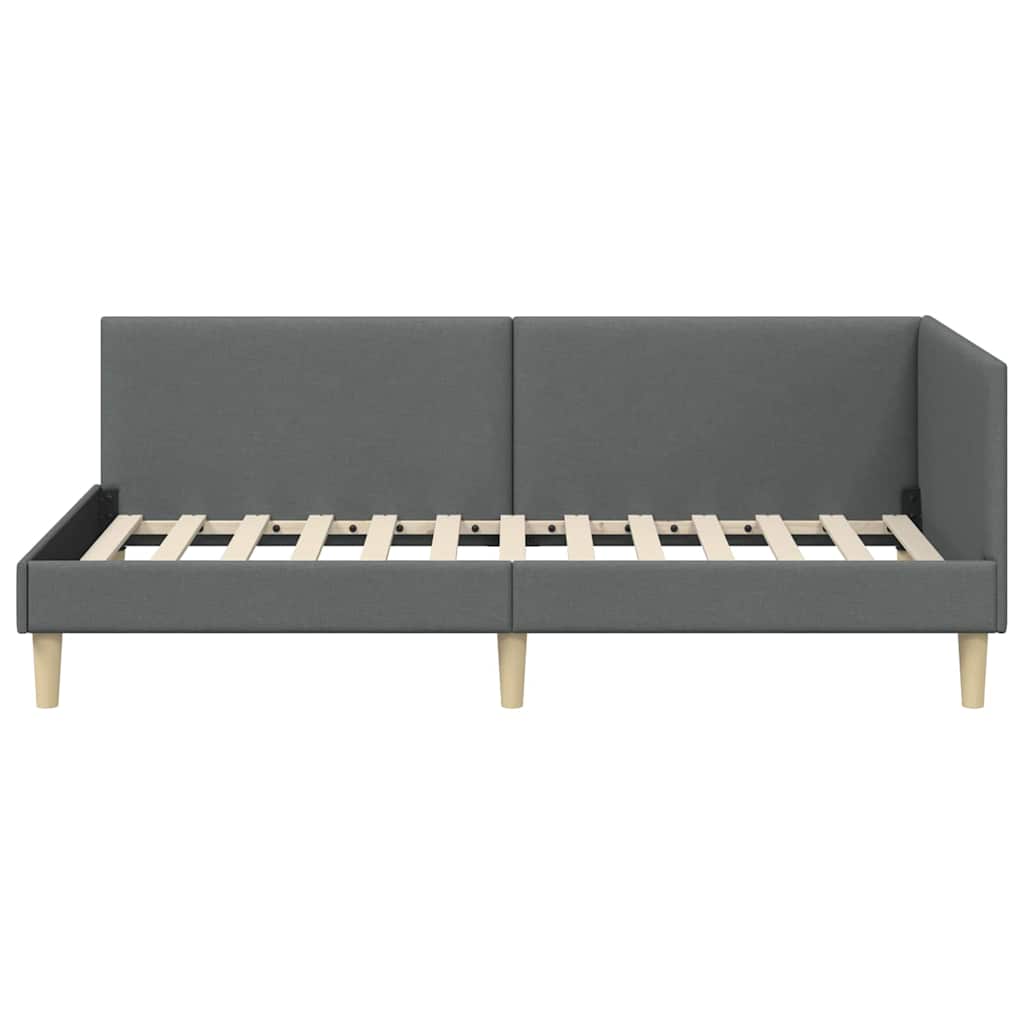 Eckbettgestell Dunkelgrau 80 cm x 200 cm Stoff und Sperrholz