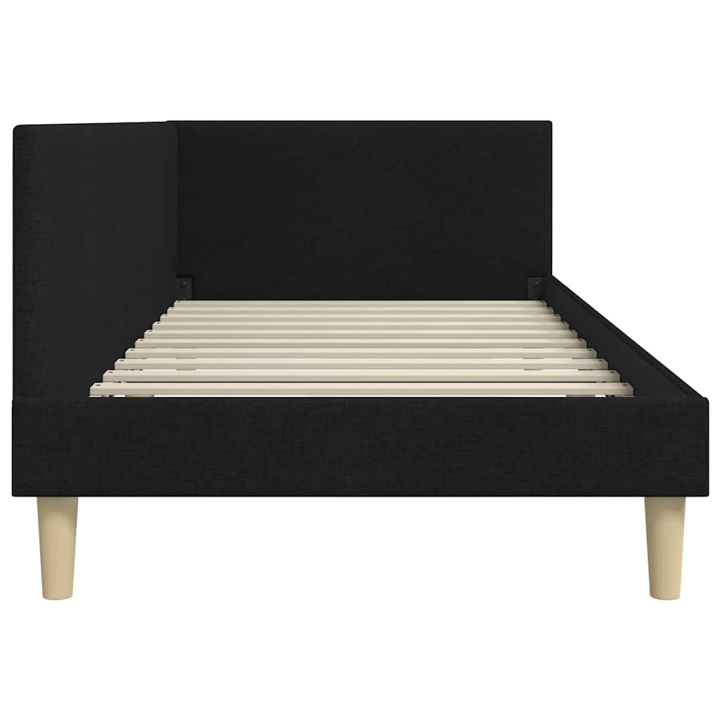 Eckbettgestell Schwarz 80 cm x 200 cm Stoff und Sperrholz