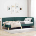 Eckbettgestell Dunkelgrün 80 cm x 200 cm Stoff und Sperrholz
