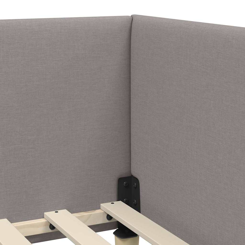 Eckbettgestell Taupe 80 cm x 200 cm Stoff und Sperrholz