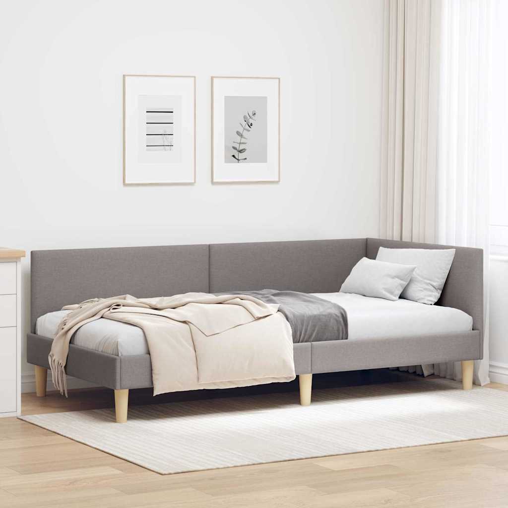 Eckbettgestell Taupe 80 cm x 200 cm Stoff und Sperrholz