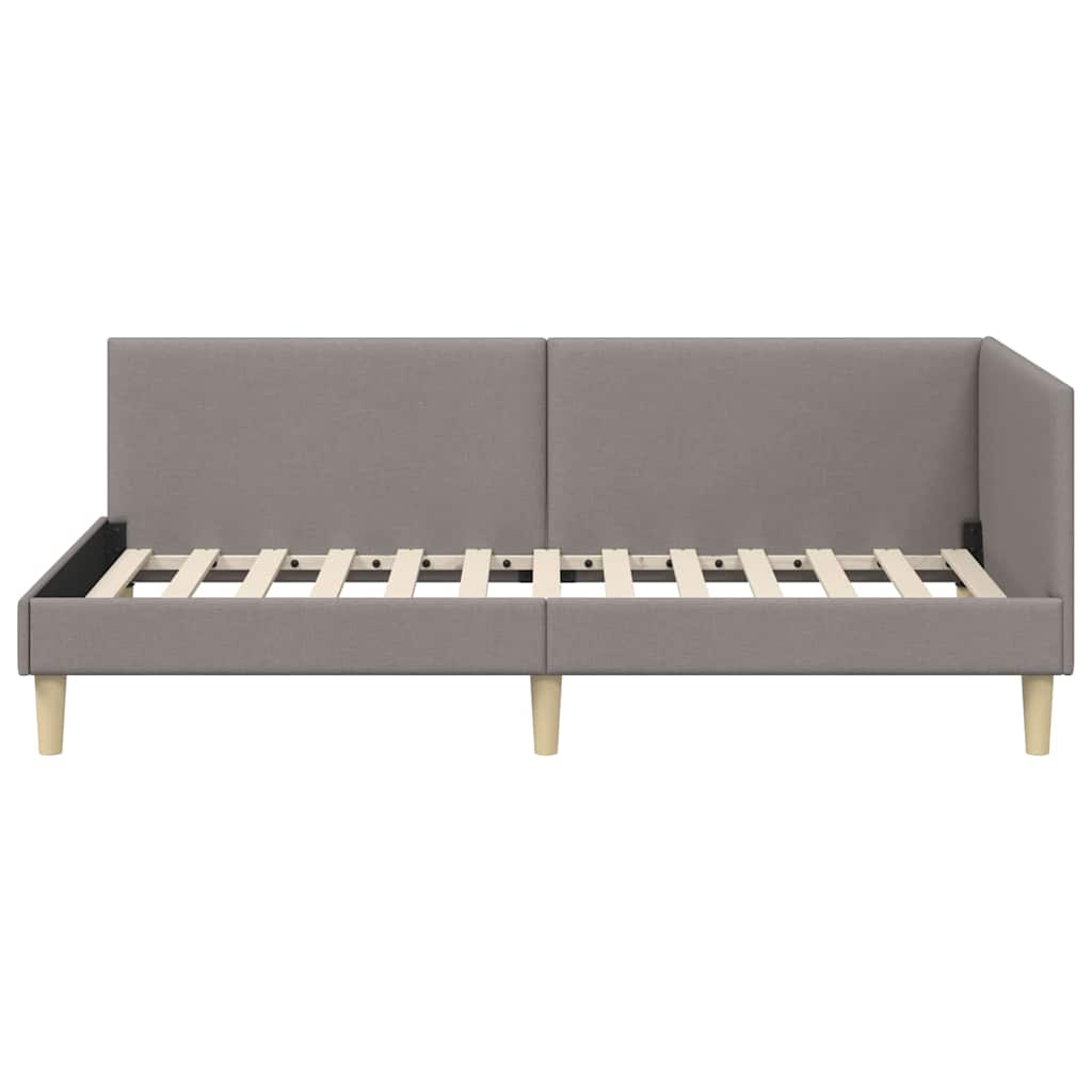 Eckbettgestell Taupe 80 cm x 200 cm Stoff und Sperrholz
