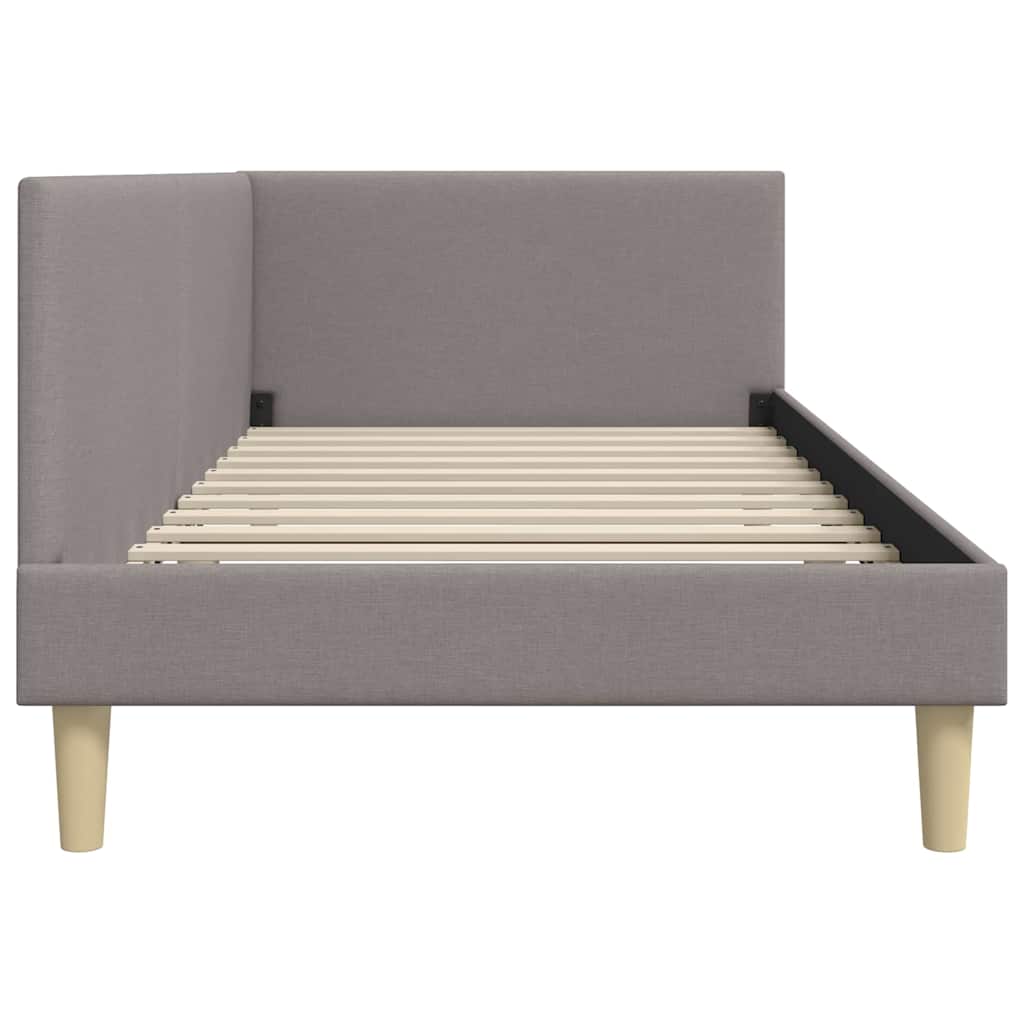 Eckbettgestell Taupe 80 cm x 200 cm Stoff und Sperrholz