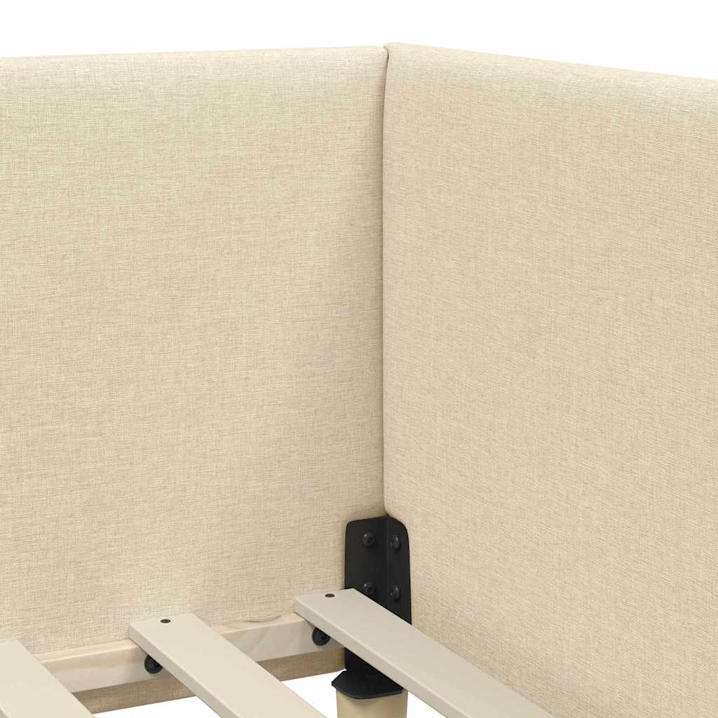 Eckbettgestell Creme 80 cm x 200 cm Stoff und Sperrholz