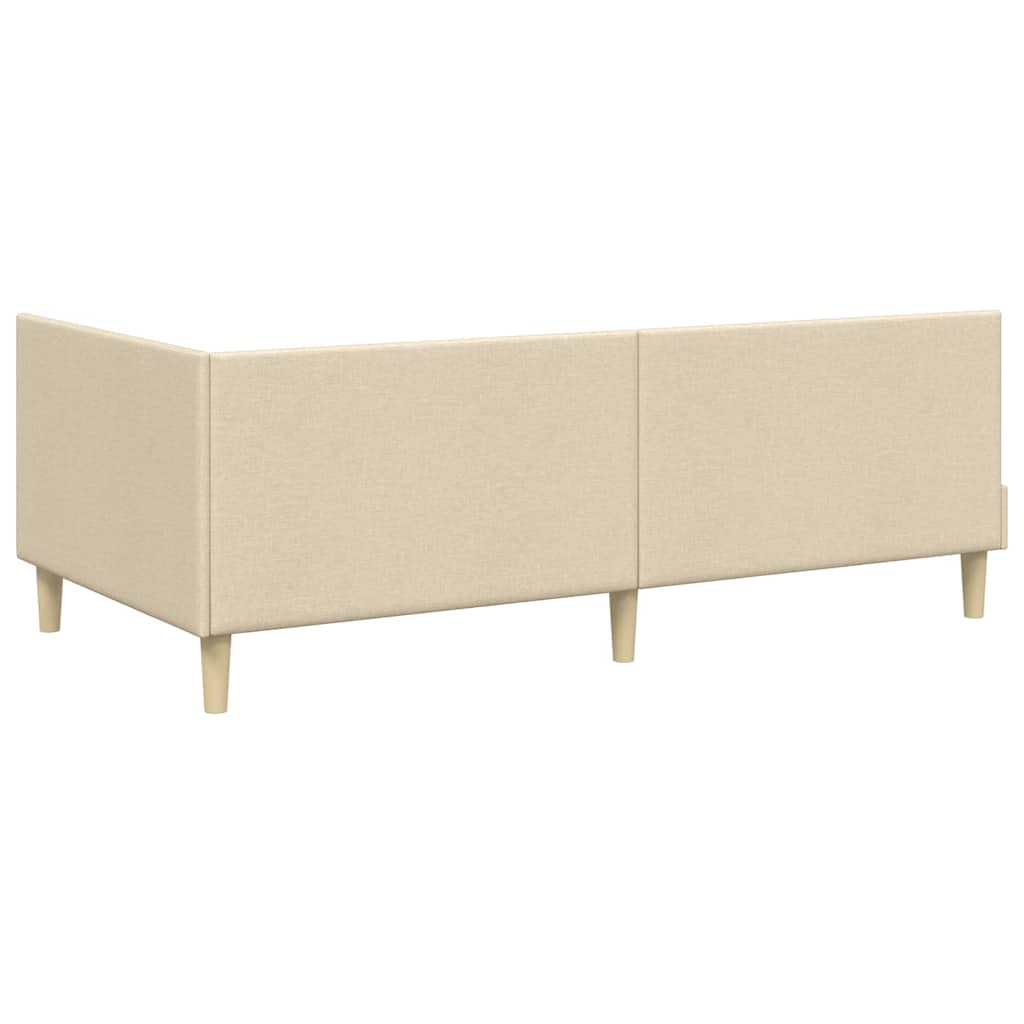 Eckbettgestell Creme 80 cm x 200 cm Stoff und Sperrholz