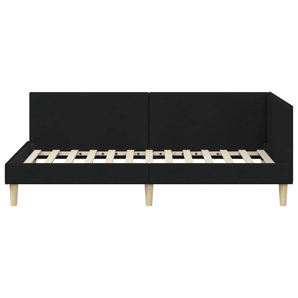 Eckbettgestell Schwarz 90 cm x 190 cm Stoff und Sperrholz