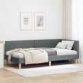 Eckbettgestell Dunkelgrau 90 cm x 200 cm Stoff und Sperrholz