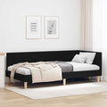 Eckbettgestell Schwarz 90 cm x 200 cm Stoff und Sperrholz