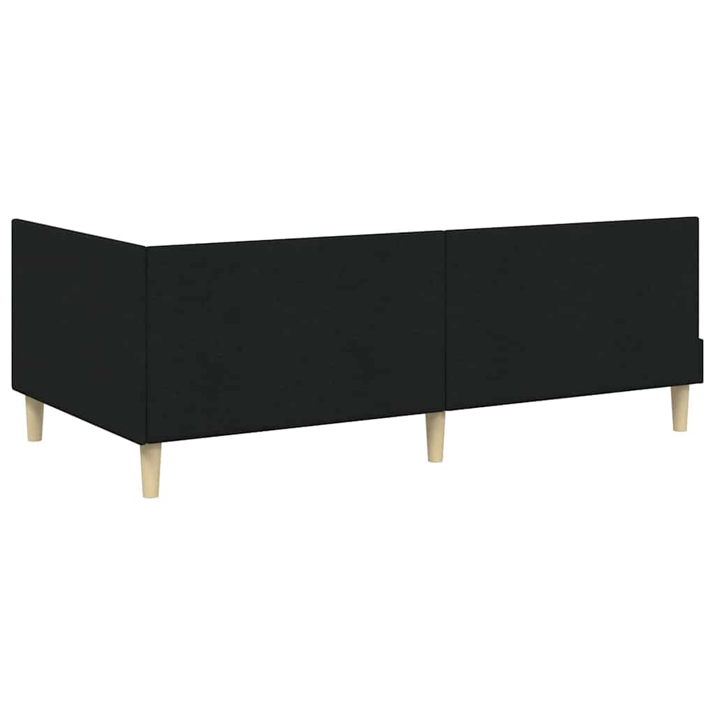 Eckbettgestell Schwarz 90 cm x 200 cm Stoff und Sperrholz