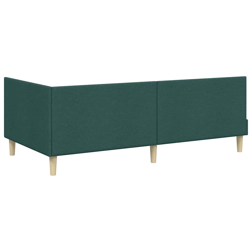 Eckbettgestell Dunkelgrün 90 cm x 200 cm Stoff und Sperrholz