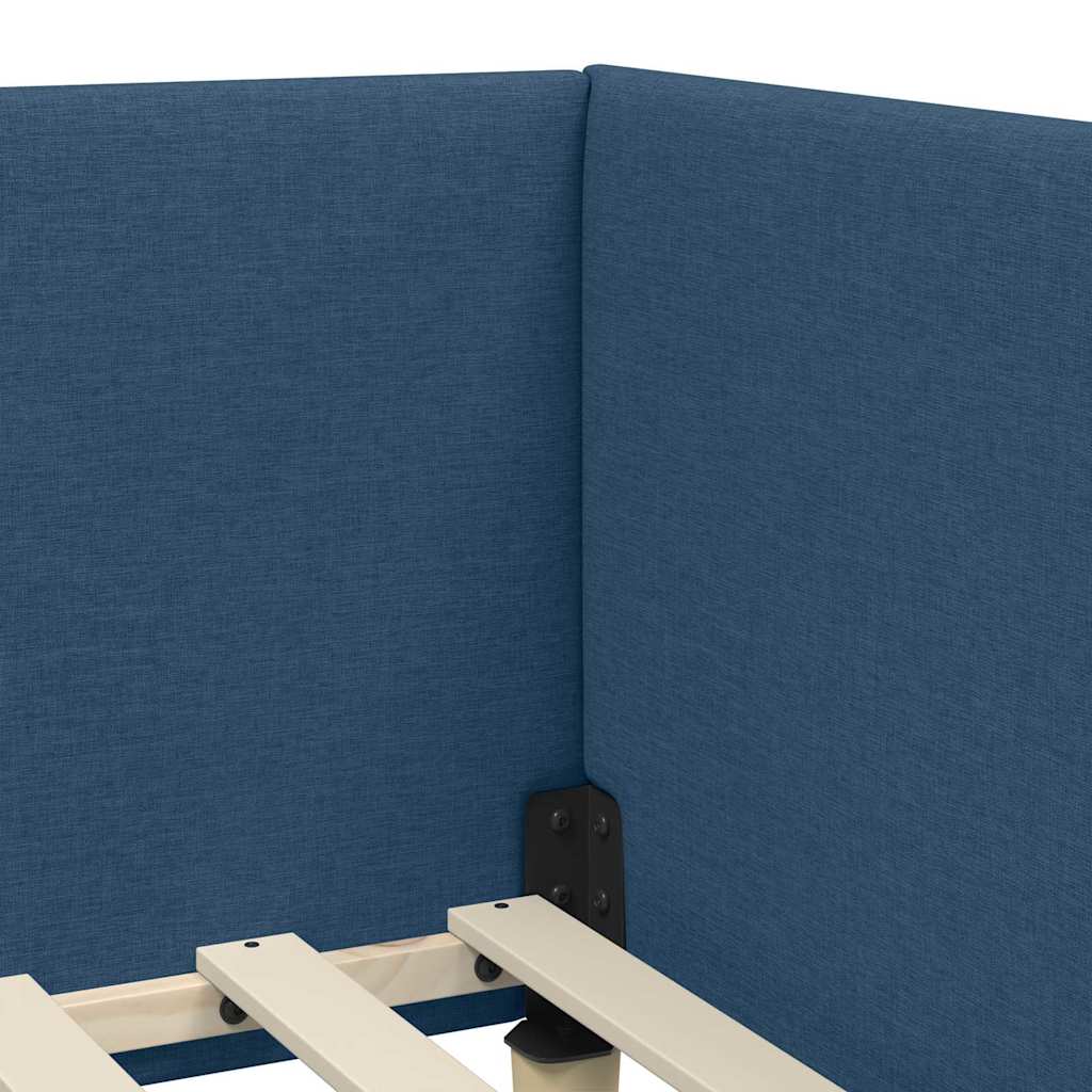 Eckbettgestell Blau 90 cm x 200 cm Stoff und Sperrholz
