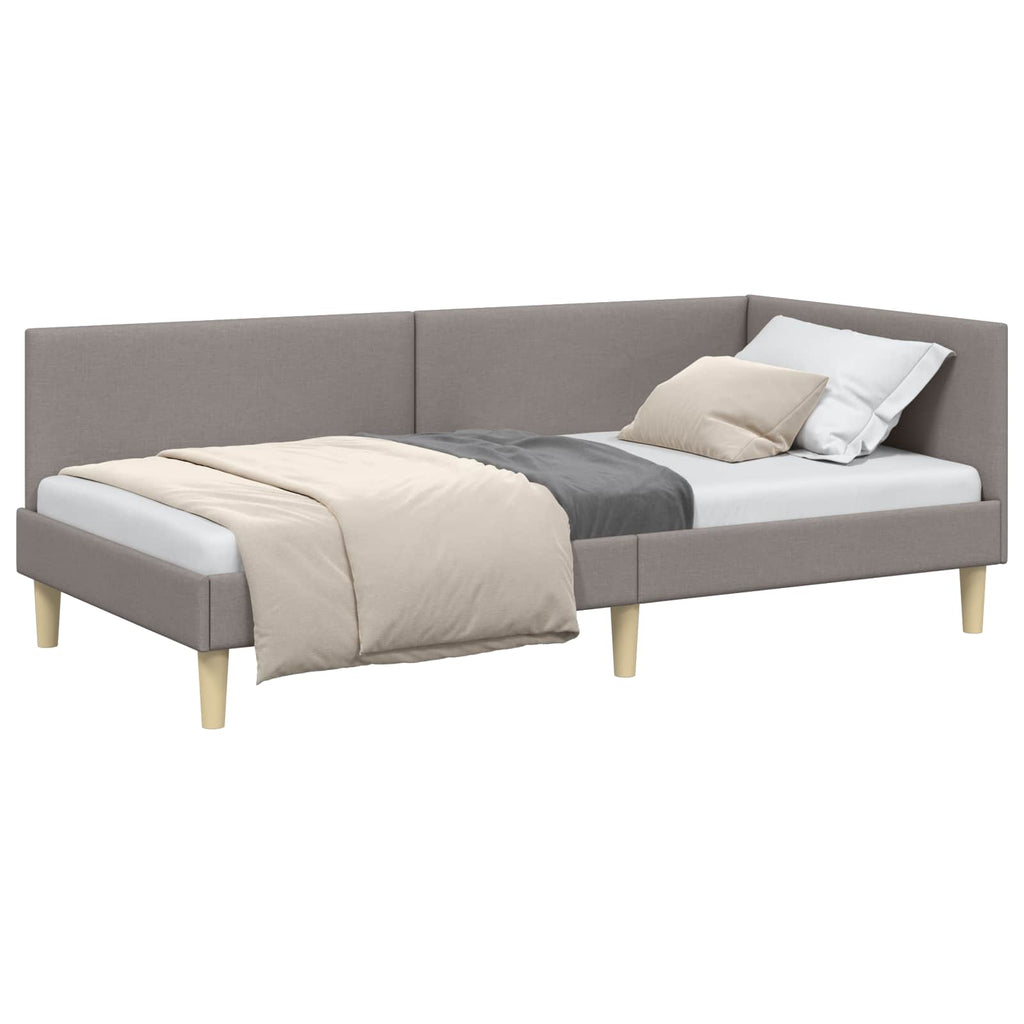 Eckbettgestell Taupe 100 cm x 200 cm Stoff und Sperrholz