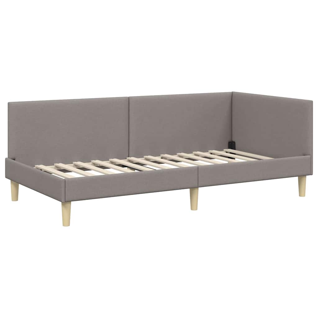 Eckbettgestell Taupe 100 cm x 200 cm Stoff und Sperrholz