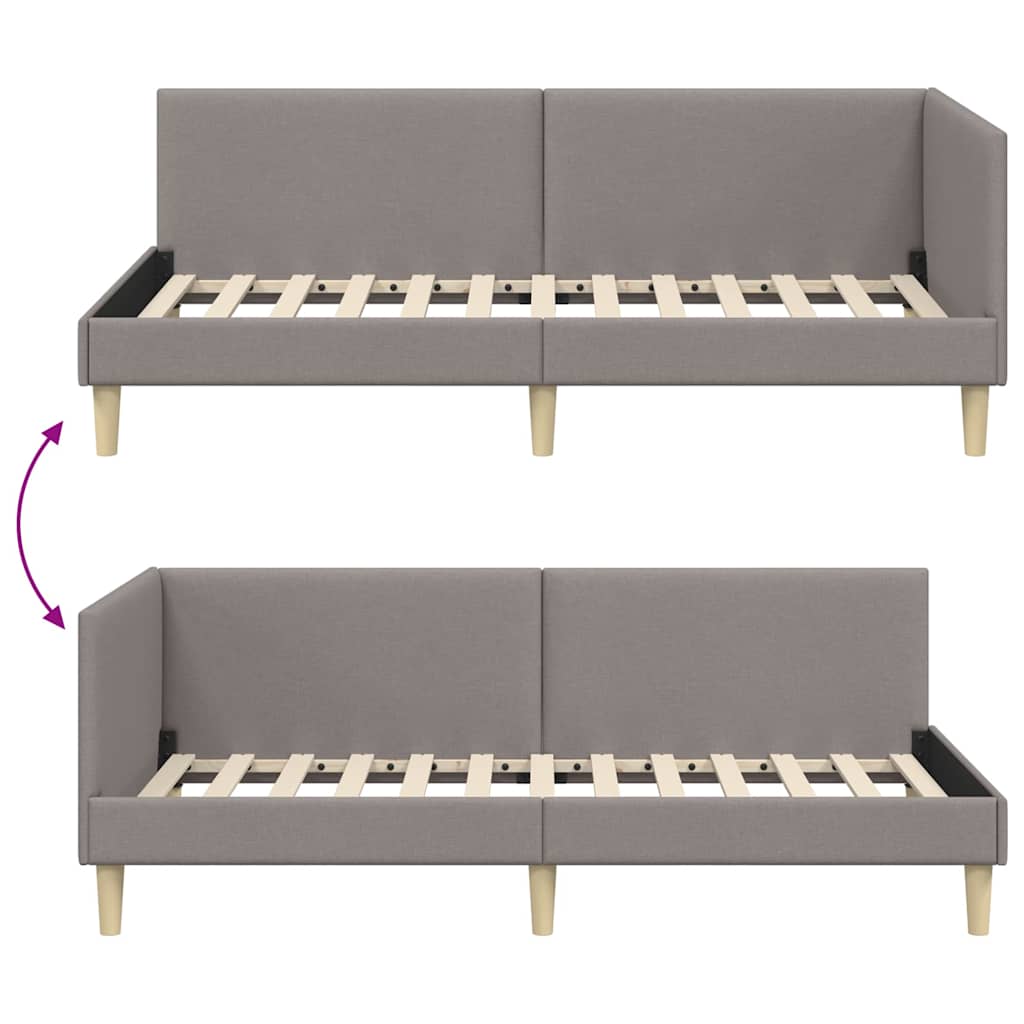 Eckbettgestell Taupe 100 cm x 200 cm Stoff und Sperrholz