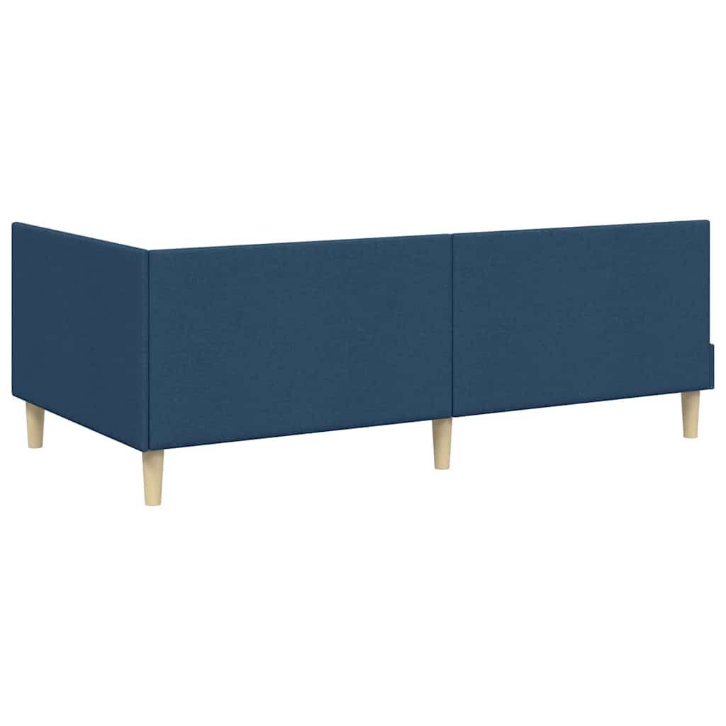 Eckbettgestell Blau 100 cm x 200 cm Stoff und Sperrholz