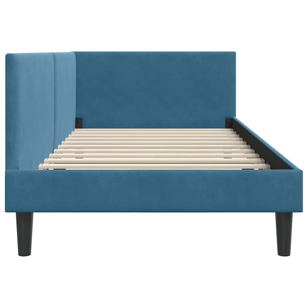 Eckbettgestell mit Kopfteil Blau 80 cm x 200 cm Samt