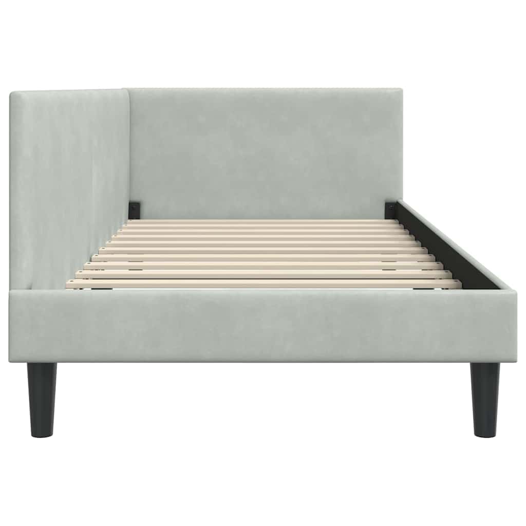 Eckbettgestell mit Kopfteil Hellgrau 80 cm x 200 cm Samt