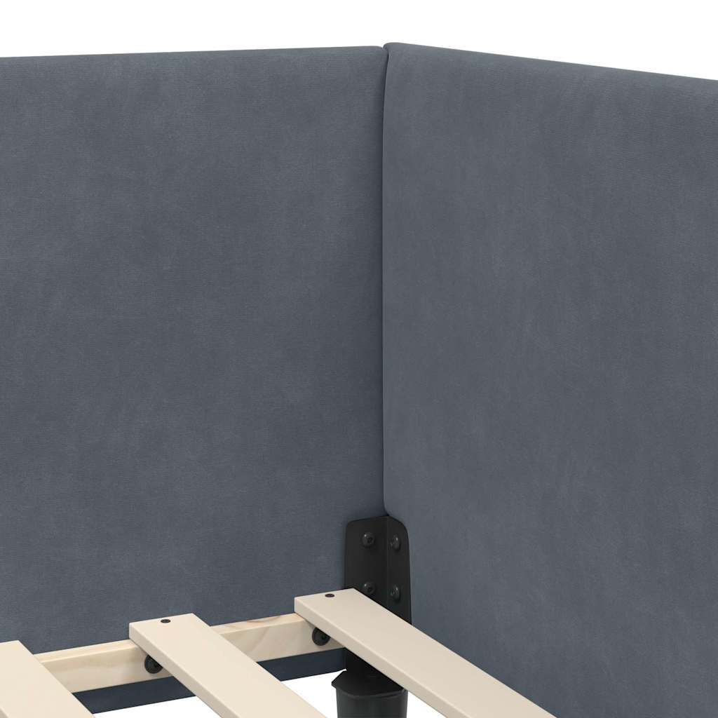 Eckbettgestell mit Kopfteil Dunkelgrau 80 cm x 200 cm Samt