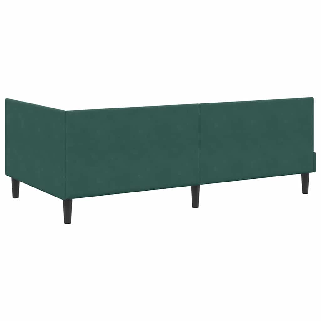 Eckbettgestell mit Kopfteil Dunkelgrün 80 cm x 200 cm Samt