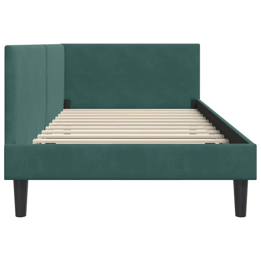 Eckbettgestell mit Kopfteil Dunkelgrün 80 cm x 200 cm Samt