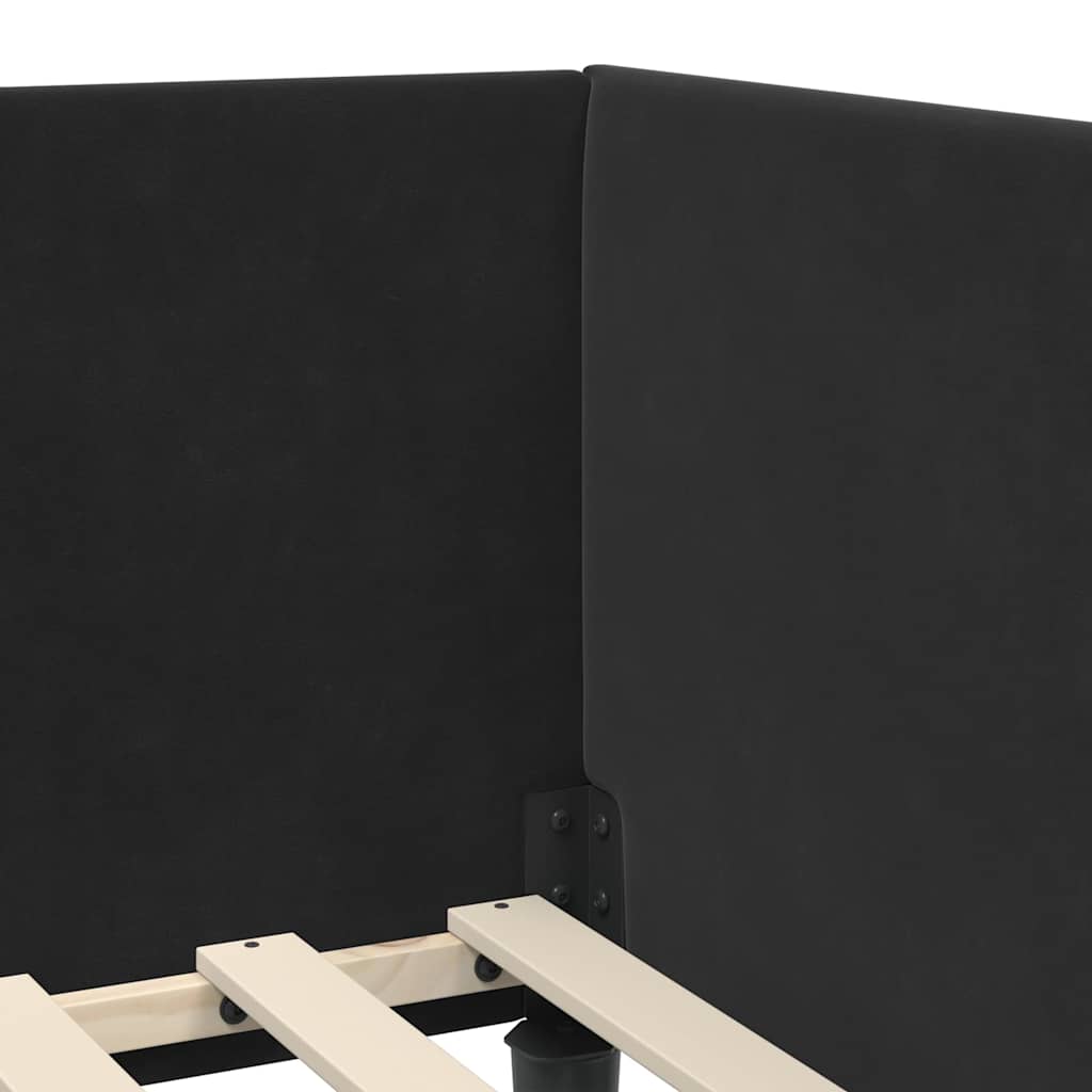 Eckbettgestell mit Kopfteil Schwarz 80 cm x 200 cm Samt