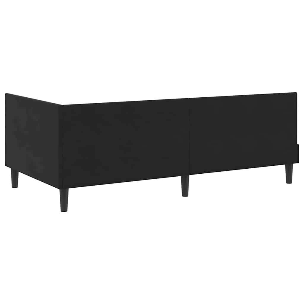 Eckbettgestell mit Kopfteil Schwarz 80 cm x 200 cm Samt