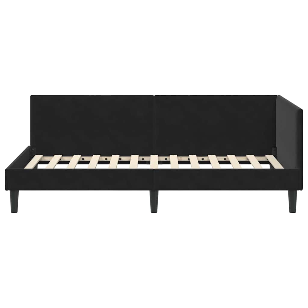Eckbettgestell mit Kopfteil Schwarz 80 cm x 200 cm Samt