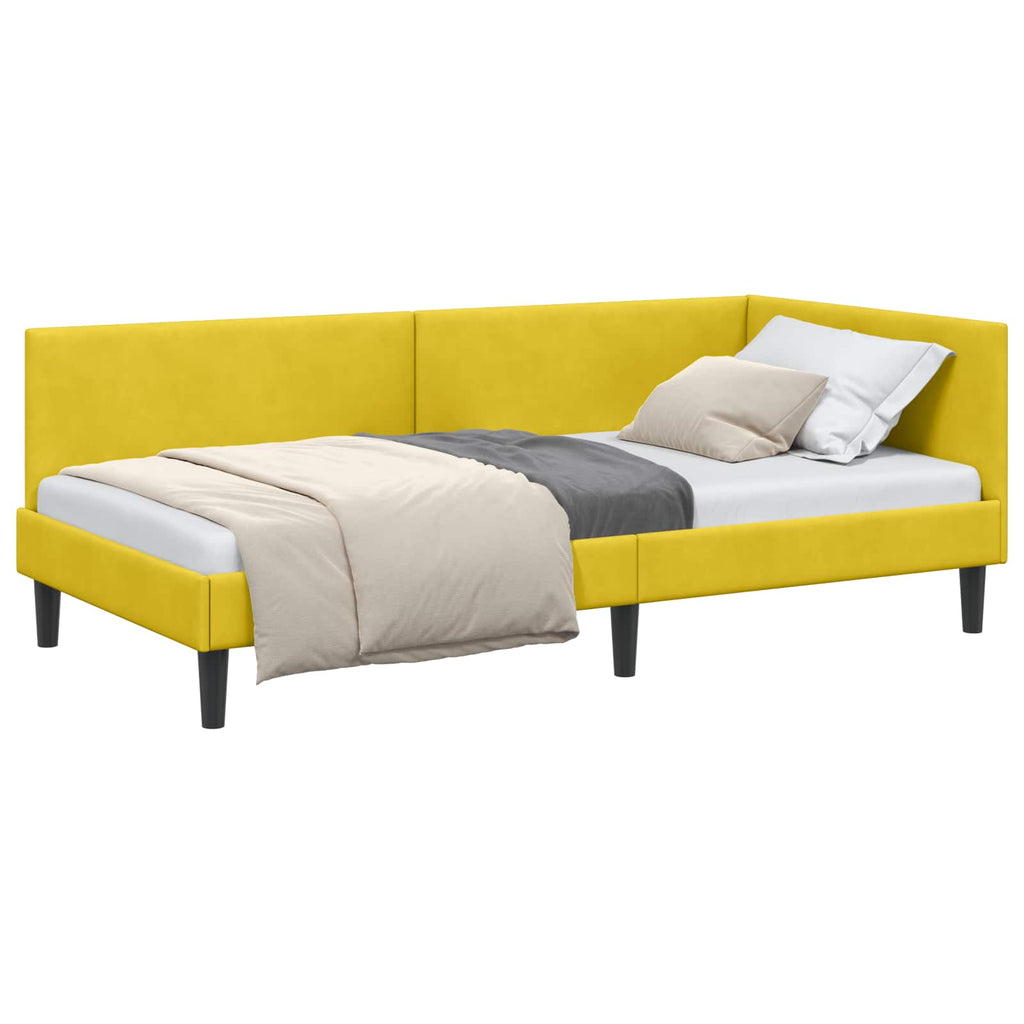 Eckbettgestell mit Kopfteil Gelb 80 cm x 200 cm Samt