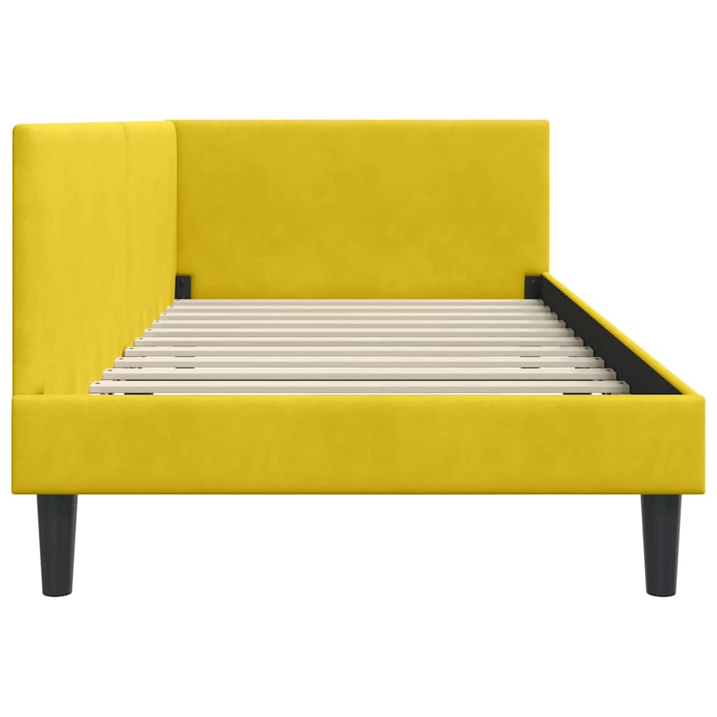 Eckbettgestell mit Kopfteil Gelb 80 cm x 200 cm Samt